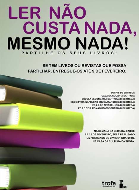 “Ler não custa nada, mesmo nada” incentiva à troca de livros na Trofa até 9 de fevereiro