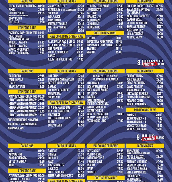 Festival NOS Alive´16 – Horários