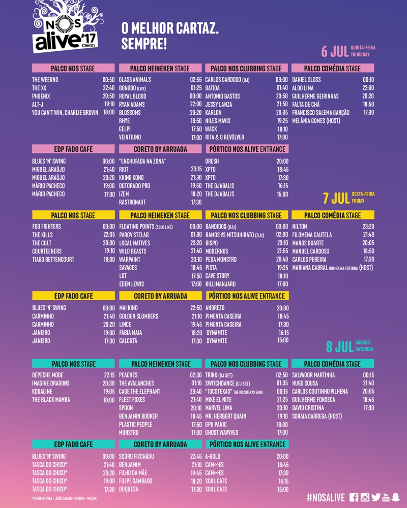 nos alive 2017 horarios timetable