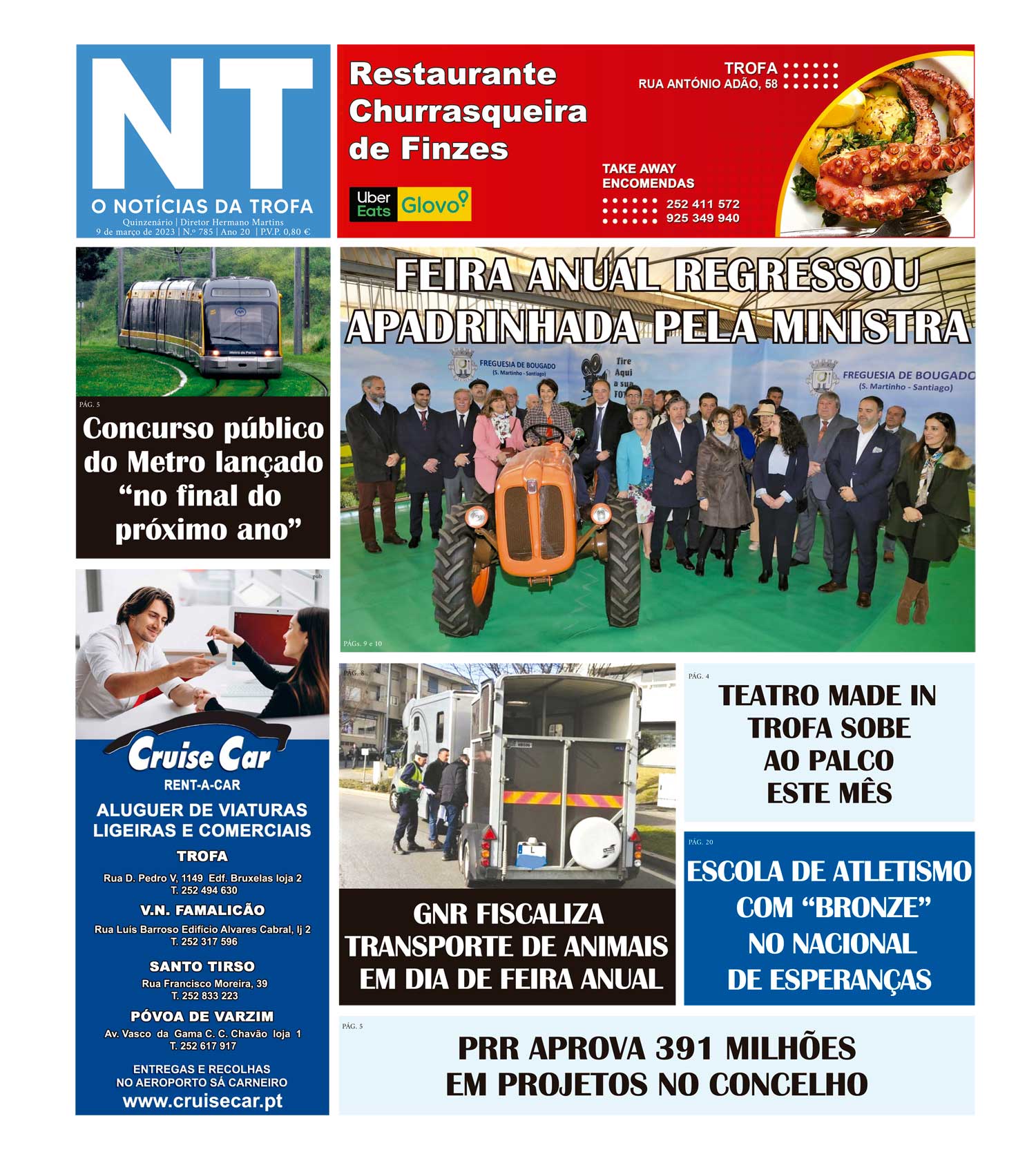 Edição impressa do jornal O Noticias da Trofa de 09 de março de 2023