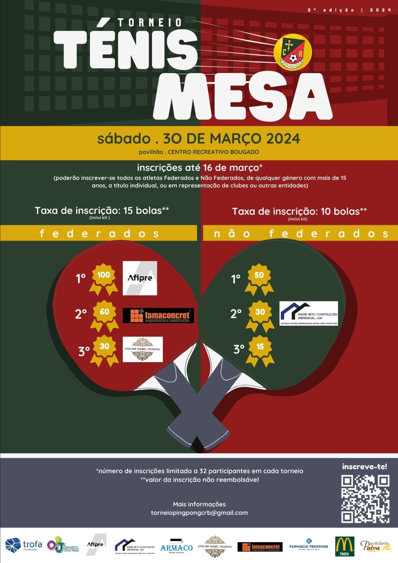 CR Bougado promove 2.º Torneio de Ténis de Mesa - O Notícias da Trofa